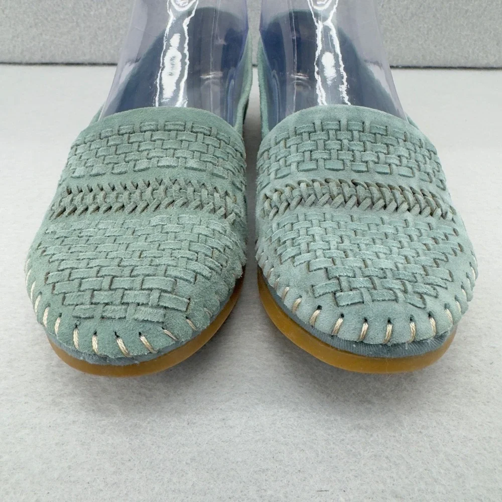 Adam Tucker Me Too‎ Lanna Leather Upper Woven Slip On Loafers Blue Green Shoes 6
